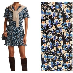 NEW NWT REISS Lulu Blue Floral Flippy Dress Size 4